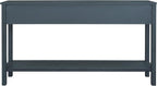 Merax Rustic Console Table with 2 Different Size Drawers for Entry, Sofa Table Behind Couch with Bottom Shelf, Entryway Table with Open Shelf, for Living Room Hallway Doorway, Navy