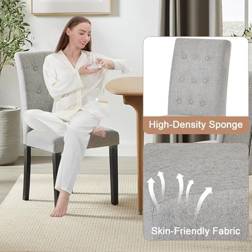 VECELO Upholstered Dining Chairs Set of 4, Button Tufted Parsons Chairs with ...