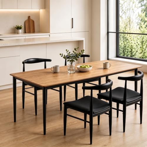 Yaheetech Mid Century Modern Dining Chairs Set of 4 Metal Legs Black Chair