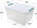 85 Quart Plastic Storage Bin, Stackable and Nestable Storage Boxes with Lids and Secure Latching Buckles, Large Storage Container for Home, Office, Garage (Clear, 85QT-4Pack)