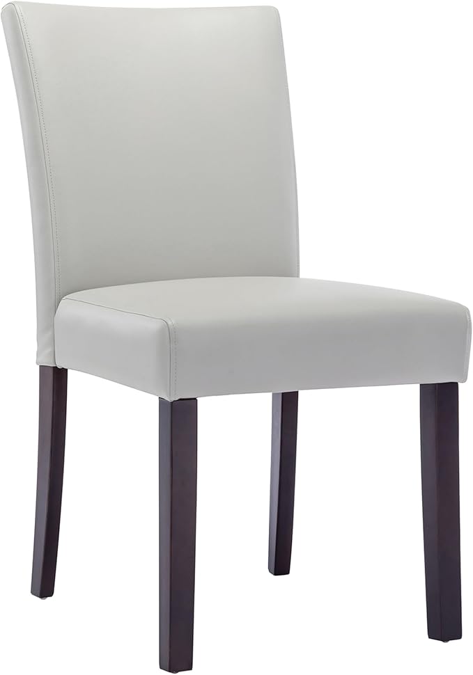 Watson & Whitely Upholstered Dining Chairs Set of 4, Faux Leather Armless Dining Room Chairs with Solid Wood Legs & Back Side Chair for Kitchen, Living Room, Restaurant, Light Grey