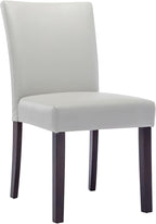 Watson & Whitely Upholstered Dining Chairs Set of 4, Faux Leather Armless Dining Room Chairs with Solid Wood Legs & Back Side Chair for Kitchen, Living Room, Restaurant, Light Grey