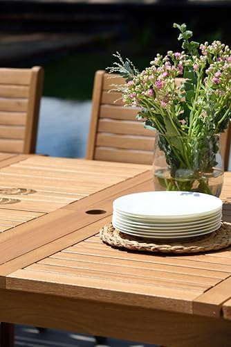 Amazonia Berlin 11-Piece Teak Finish Rectangular Extendable Patio Dining Set ...