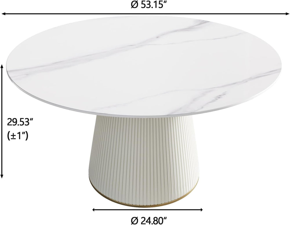 Montary 53” Modern Round Dining Table for 4-6 People, Minimalist Artificial M...