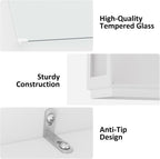 Display Cabinet with Glass Doors 4 Tier Glass Display Case with RGB LED Lights Display Cases for Collectibles Adjustable Shelves Display Case, for Game Room, Living Room, Bedroom, White