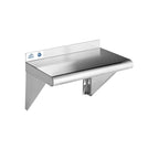 ROCKPOINT Stainless Steel Shelf 10 x 16 Inches 190lb, NSF Metal Commercial Shelves Wall Mount Floating Shelving with Backsplash for Restaurant, Kitchen, Home and Hotel, Silver