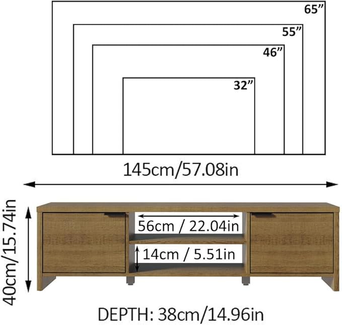 Madesa TV Stand with Cabinet Storage and Open Shelves for 55, 65 Inch Media Storage Gaming Media Console Living Room Entertainment Center Modern Wooden Television Cabinet - Rustic