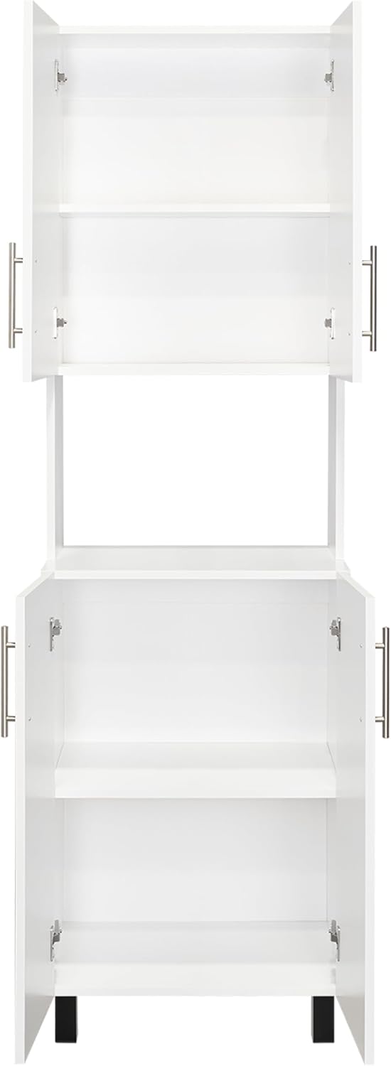 White Kitchen Storage Cabinet: Compact 76.8" Tall Double Door Pantry wit...