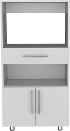 24.4" D*16.54" W*48" H Kitchen Pantry with Drawer & 2 Open Shelves, Lower Double Door, Sliver Legs, Rectangular Storage Cabinet, Modern Minimalist, for Living Room, Dining Room, White