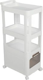 Rolling Storage Cart with Wheels, 4 Tier Organizer Mobile Shelving Unit Utility Cart Tower Rack for Kitchen Bathroom Laundry Narrow Places, Kitchen, Storage Container (823)