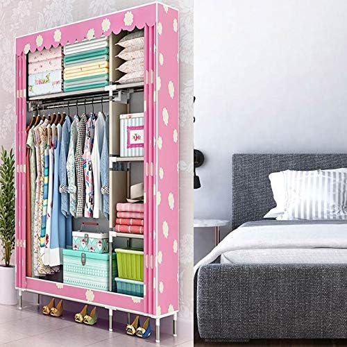 Simple Wardrobe Reinforced Thicken Cloth Sturdy Steel Frame Assembly Oxford L...