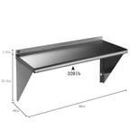 ROCKPOINT Stainless Steel Shelf 18 x 30 Inches 320lb, NSF Metal Commercial Shelves Wall Mount Floating Shelving with Backsplash for Restaurant, Kitchen, Home and Hotel, Silver