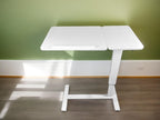 Overbed Desk with Wheels, Height Adjustable Rolling C Shaped Side Table with Tilting Top, Mobile Laptop Stand for Bed Couch Sofa, Bedside Table for Small Space Work from