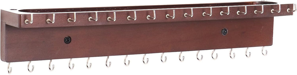 Necklace Holder Organizer Wall Mount,Jewelry Holder Organizer with 30 Hooks,Oak Jewelry Organizer and Storage for Necklaces,Bracelets and Rings (Dark Walnut)