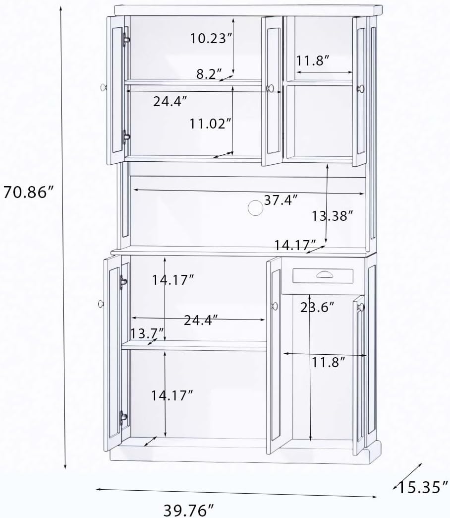 71" Freestanding Pantry Cabinet with Doors, Kitchen Pantry Cabinets with...