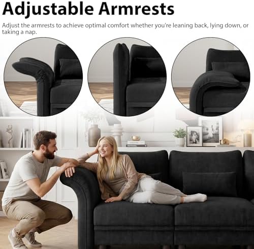 LLappuil Deep Modular Sectional Sofa Sleeper 12 Person Chenille Sectional Cou...