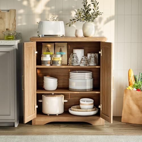 Memobarco 29" Fluted Sideboard Buffet Cabinet with Storage,Natural Oak