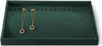 Velvet Jewelry Display Tray For Bracelet Pendant Necklace, Multi-Slot Stackable Storage Tray For Long Chain Jewelries, Drawer Insert Jewelry Organizer (Green)