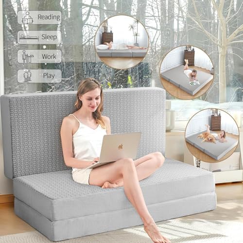 CYMULA Folding Mattress Full Size, 6 inch Memory Foam Tri Portable Murphy Bed...