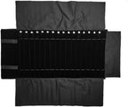 Portable Jewelry Roll Untangled Secure Necklace Travel Storage Bag Displays Holder 16 Chain (Black Diamond)
