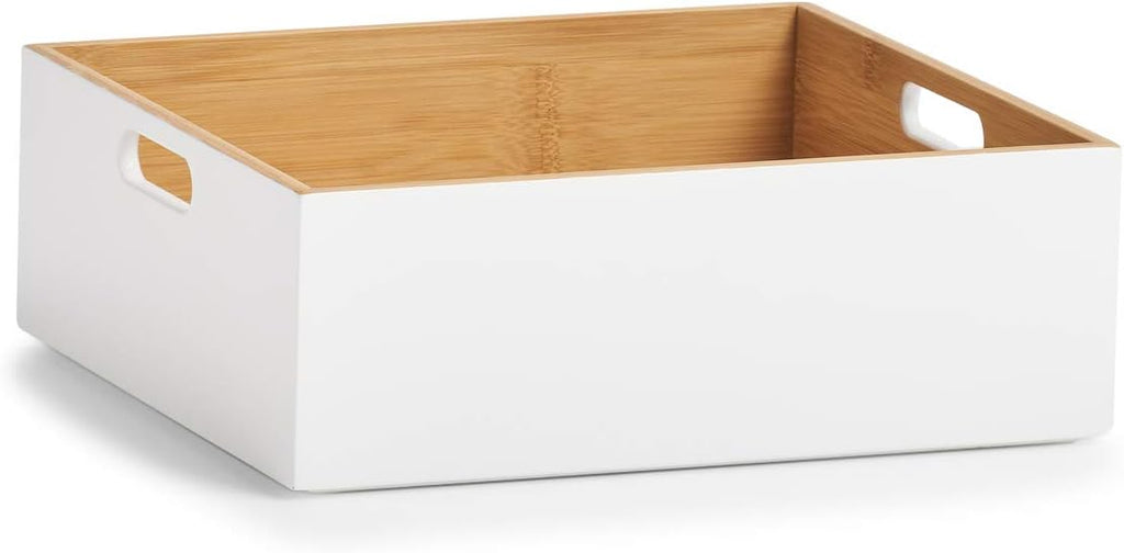 Zeller White Bamboo Storage Box, White, ca. 30 x 27 x 10,5 cm