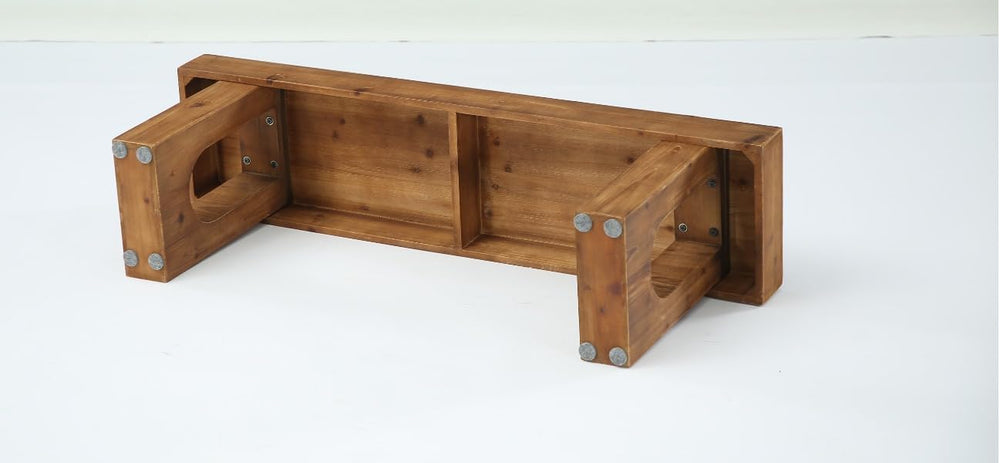 Solid Wood Shoe Bench, 47" Long Farmhouse Entryway Bench with Sturdy Leg...