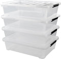 Xyskin 4 Packs 40 Quart Plastic Large Under Bed Storage Box, Clear Storage Bin with Wheels