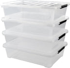 Xyskin 4 Packs 40 Quart Plastic Large Under Bed Storage Box, Clear Storage Bin with Wheels