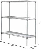Omega 18" Deep x 60" Wide x 86" High 3 Tier Chrome Starter Shelving Unit
