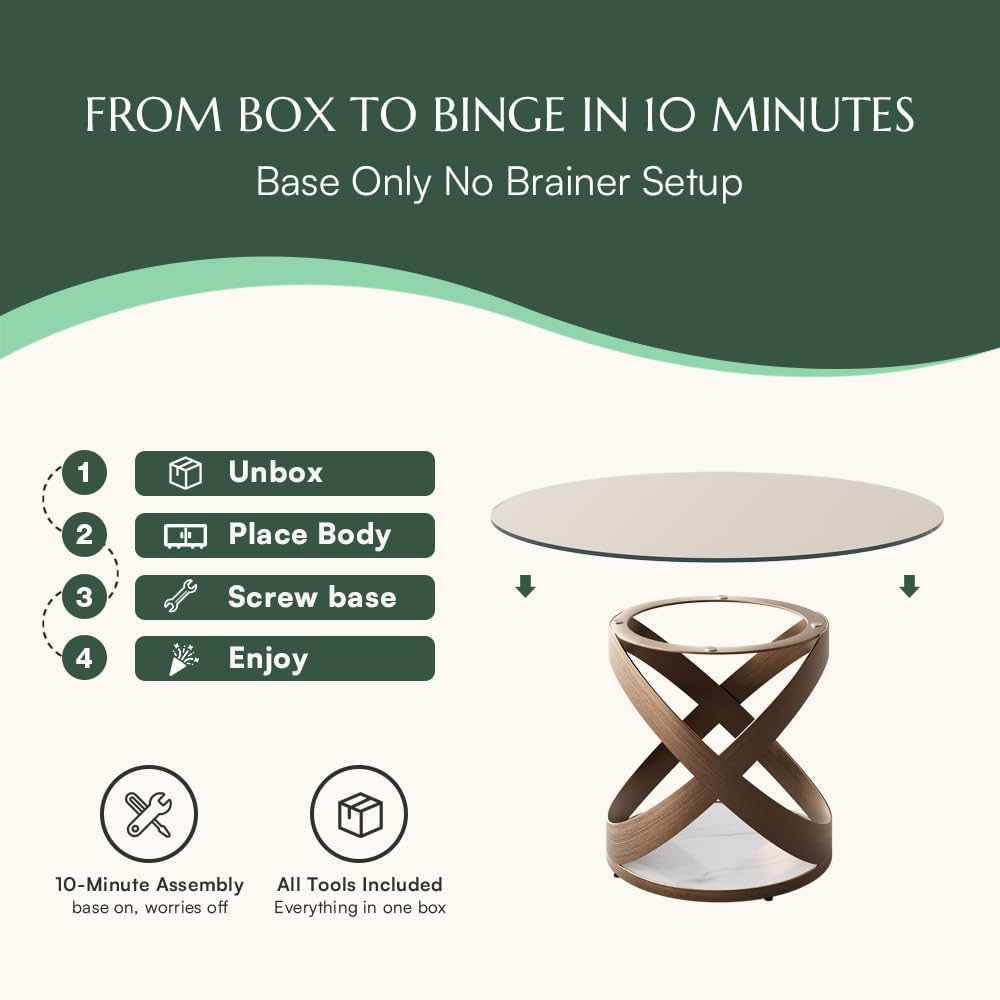 POVISON 51" Modern Round Dining Table, Glass Round Kitchen Table for 4, ...
