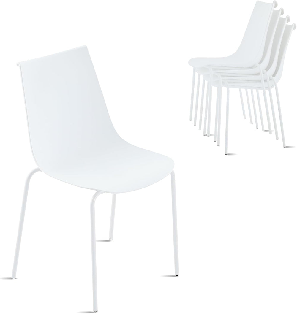 KISLOT Dining Chairs Set of 4, Plastic Outdoor Dining Room Chairs with Metal ...