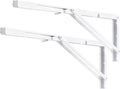 YUMORE 24 Inch Folding Shelf Brackets, Heavy Duty L Bracket, White DIY Collapsible Shelf Bracket for Workbench Folding Table Hinge, Max Load: 330lb, 2 Pack