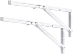 YUMORE 24 Inch Folding Shelf Brackets, Heavy Duty L Bracket, White DIY Collapsible Shelf Bracket for Workbench Folding Table Hinge, Max Load: 330lb, 2 Pack