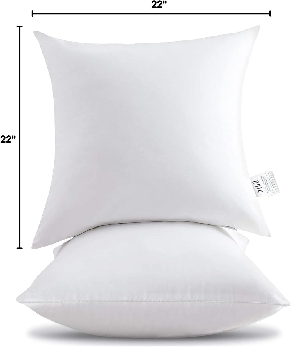 HITO 22x22 Pillow Inserts (Set of 2)- 100% Cotton Covering Down Alternative T...