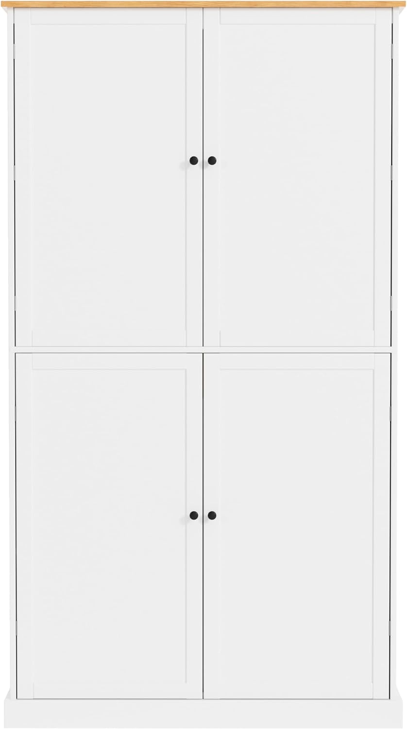 71.3 Inch Tall Freestanding Kitchen Pantry Cabinet, Large Food Storage Cupboa...