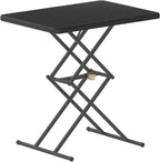 FanttikOutdoor Folding Table 2-Second One-Hand Height Adjustment, 3 Settings, Ultra-Thin 3.2" Fold, No Assembly, TV Tray Laptop Desk 28 inch, 2-Pack, Black Zeta X1 Pro