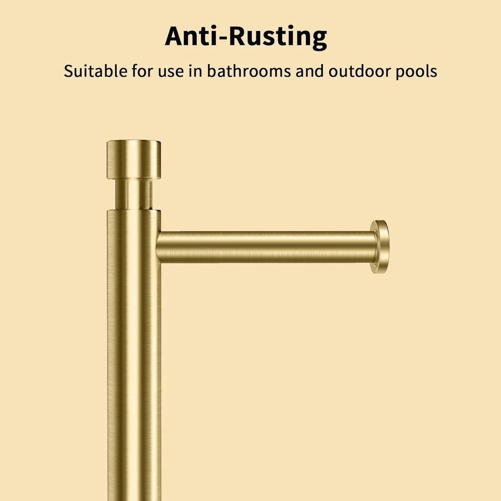 YUMORE Toilet Paper Holder Stand Freestanding, Weighted and Sturdy Stainless Steel Design with Non-Slip Cap, Gold Rustproof Tissue Roll Holder for Modern Bathroom, RV