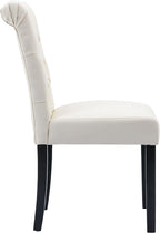Faux Leather Dining Chairs Set of 8 Upholstered Dining Room Chairs Modern Tufted Accent Chairs Wooden Parsons Side Chairs for Home Kitchen Resturant, (Cream)