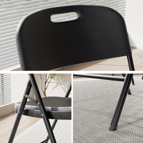 VECELO 5 Piece Folding Card Table Square and Chairs Set, Plastic Tabletop &am...