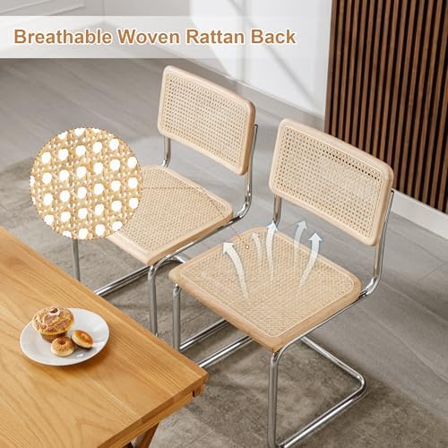 Rattan Dining Chairs Mid Century, Cesca Chairs Set of 2 for Kitchen Room