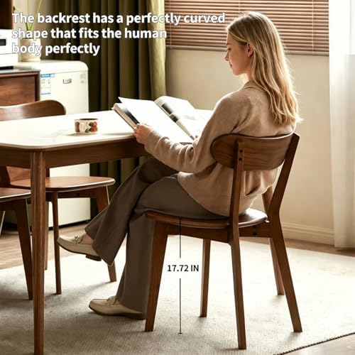 Walnut Dining Chairs Set of 2, Solid Oak Wood