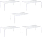 Kitchen Cabinet Shelf Organizer Set of 5, Large (15.7 x 9.4 inch) Metal Wire Pantry Storage Shelves, Dish Plate Racks for Cabinets, Freezer, Counter, Cupboard Organizers and Storage, White