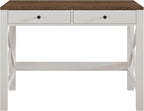 ChooChoo Farmhouse Desk 39" Computer Desk with Drawers, Small Study Writing Table with Stable X Frame for Home Office