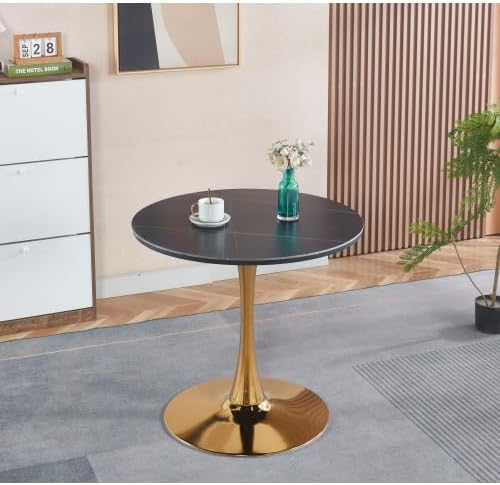Mid Century Dining Table & Small Kitchen Table | Golden and Black Tulip T...
