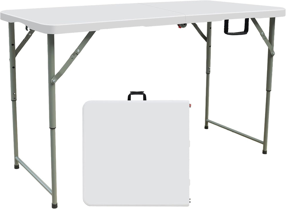 Lakhow 4FT Folding Table,3-Level Adjustable Height Heavy Duty Plastic Utility...