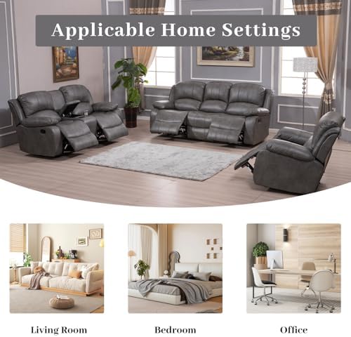 Betsy Furniture 3PC Faux Leather Reclining Couch Set, Living Room Furniture S...