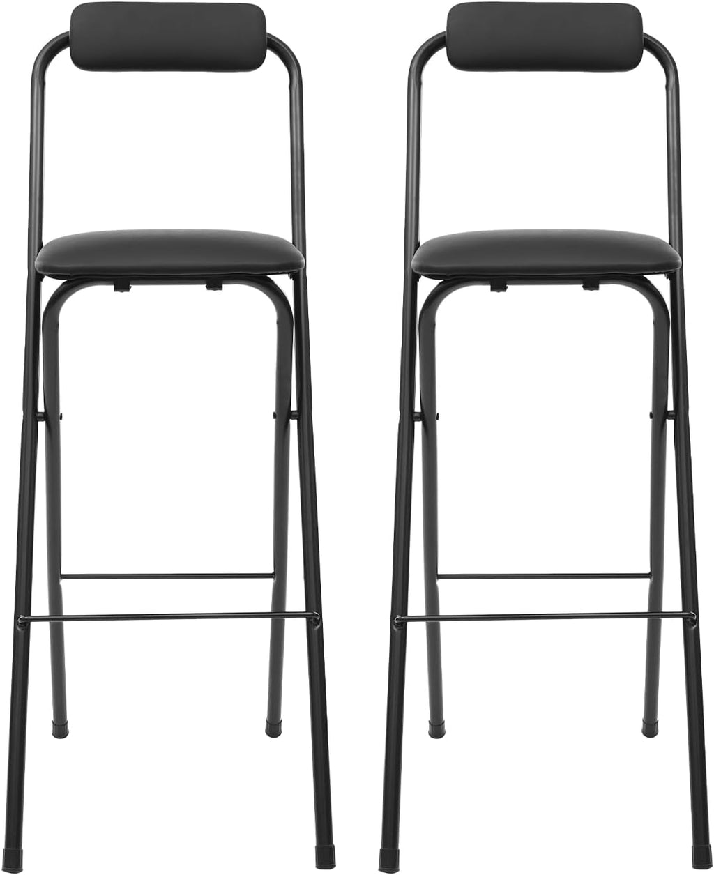 2 Pcs Folding Bar Stool with Backrest, Tall Foldable Stool Chair | Portable Folding Bar Chair for Kitchen Island Shop Cafe Dining Room