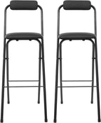 2 Pcs Folding Bar Stool with Backrest, Tall Foldable Stool Chair | Portable Folding Bar Chair for Kitchen Island Shop Cafe Dining Room