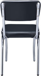 Coaster Home Furnishings Retro Set of 2 Open Back Dining Side Chairs Faux Leather Upholstered Back and Padded Seat Cushion Sturdy Steel Frame Black and Chrome 2066