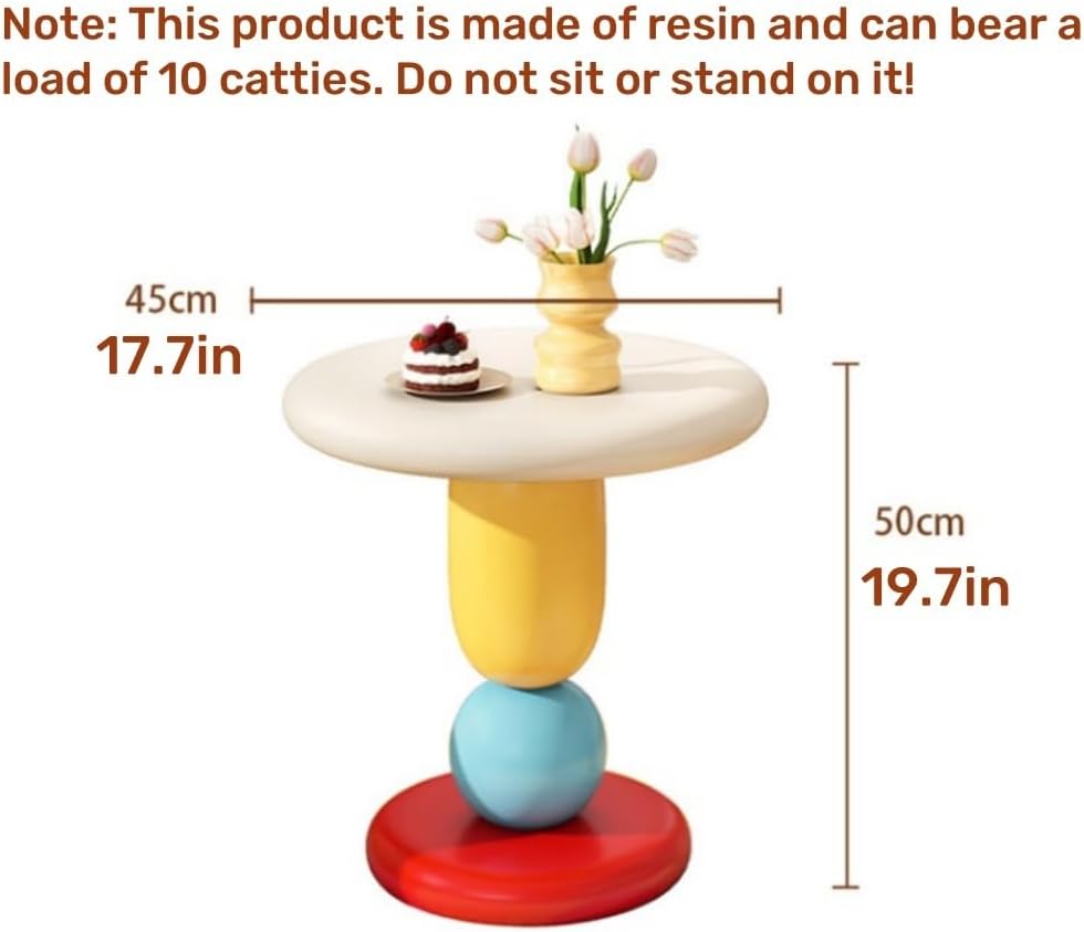 Round Bedside Table, Resin Side Table, Modern Accent Table, Simple Decorative...